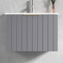 Boardwalk 600mm Matte Grey Wall Hung Single Vanity with Ceramic Countertop